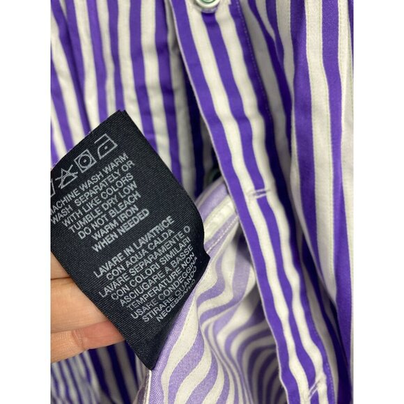 Robert Graham X White Purple Stripe Long Sleeve Button Up Shirt Men Large Cotton - Picture 6 of 13